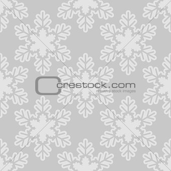 Seamless pattern with snowflakes gray white