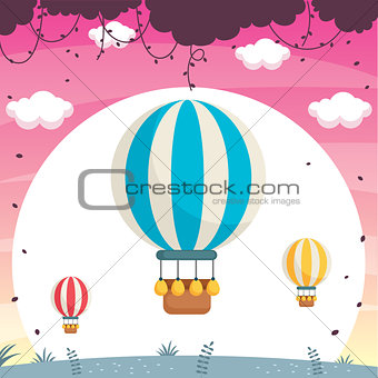 Hot Air Balloon Vector Illustration