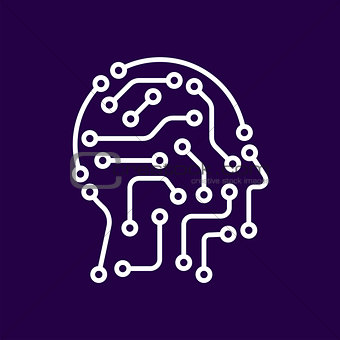 AI artificial intelligence icon. Techno human head logo concept creative idea sign learning icon people.
