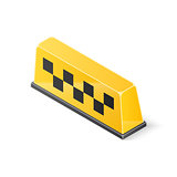 Yellow roof taxi sign isolated on white background. Isometric vector illustration