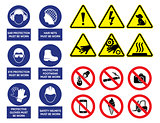 Vector health and safety signs