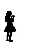 Silhouette girl photographer looking camera.