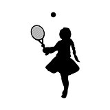 Silhouette girl sport play tennis