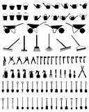 silhouettes of garden tools