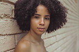 Sensual black woman with curls