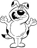Cartoon Dog with His Arms Raised