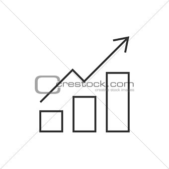 Growing bar graph outline icon