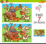 find differences game with dogs animal characters
