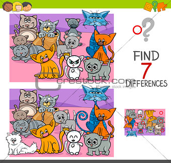 find differences game with cats animal characters