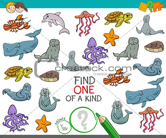 find one of a kind game with marine animals
