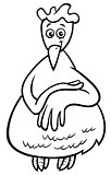 hen or chicken farm character cartoon color book