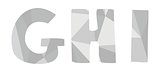 G, h, i  grey alphabet letter vector set isolated on white background