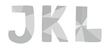 J, k, l grey alphabet letter vector set isolated on white background
