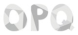 O, p, q grey alphabet letter vector set isolated on white background