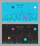Vector linear trendy illustration of a big city, in new material style