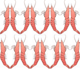 Shrimp seamless pattern, regular ornament, vector background