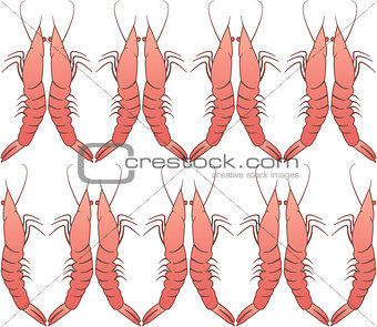 Shrimp seamless pattern, regular ornament, vector background