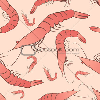 Shrimp seamless pattern, vector ornament background