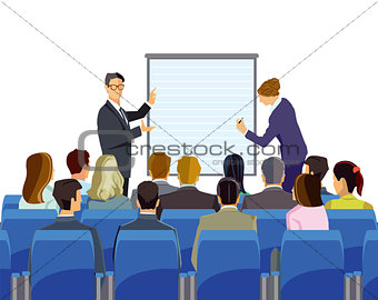 Lecture in front of a group of people