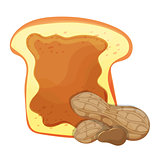 Slice of bread or toast with peanut butter isolated illustration