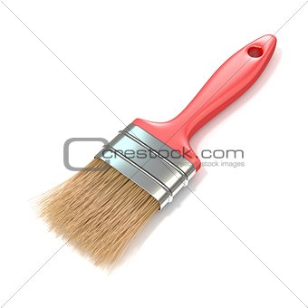 Red paintbrush, front view. 3D