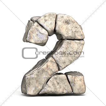 Stone font number 2 TWO 3D