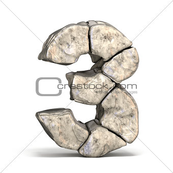 Stone font number 3 THREE 3D
