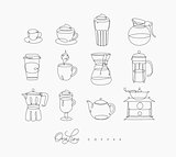 Pen line coffee icons