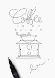 Coffee pen line poster spirit
