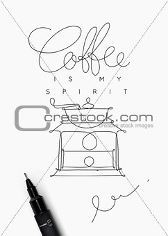 Coffee pen line poster spirit