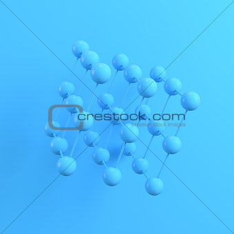 Abstract spheres on bright blue background