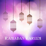 Ramadan Kareem background with hanging lanterns