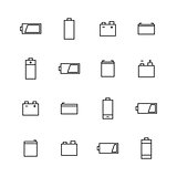 Elements of power and battery icons of thin lines, vector illustration.
