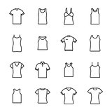 Set of different t-shirts from thin lines, vector illustration.