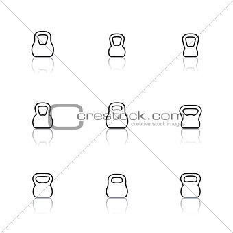 Icons kettlebells of thin lines, vector illustration.