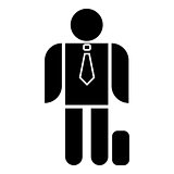 Businessman with case icon black color illustration flat style simple image