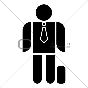 Businessman with case icon black color illustration flat style simple image