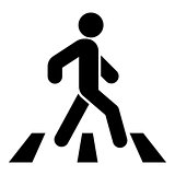 Pedestrian on zebra crossing icon black color illustration flat style simple image