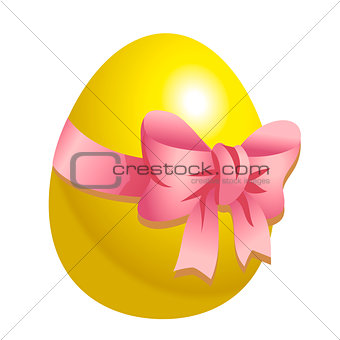 Yellow Easter egg with. Vector illustration isolated on white background. Clipart for the holiday design and cards.
