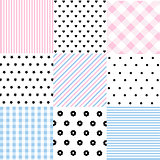 Cute set of Baby seamless patterns with fabric textures