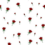 Beautiful seamless pattern with red roses on white background.Vector illustration.