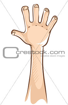 Hand with open palm and five fingers