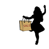 Silhouette girl hold bag sale.