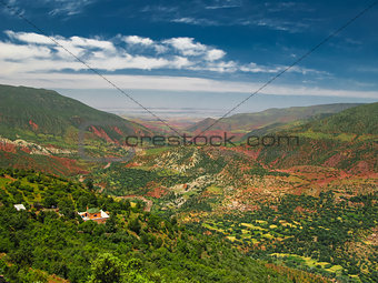 Panorama view to Atlas mountains and valley Morocco