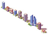 Vector low poly isometric modern buildings set