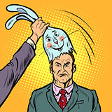 Negative man under the mask of a good Bunny