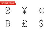 Money Sign Icons Set. Thin Line Vector Illustration