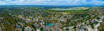View from the height of the town of Alyoshki. Kherson region. 