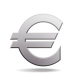 Isolated grey euro sign on white background.