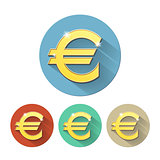 Euro signs set, on colored circles